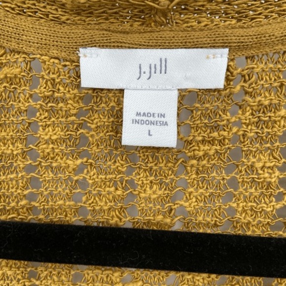 J. JILL TEXTURED OPEN STITCH‎ V-NECK SWEATER GILDED COIN Large - Picture 3 of 9